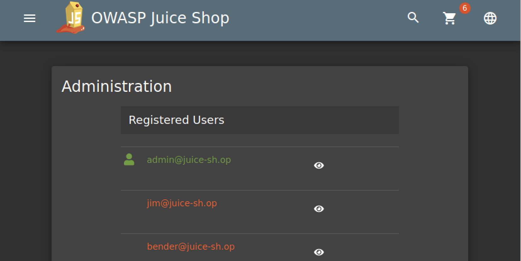 Administration page