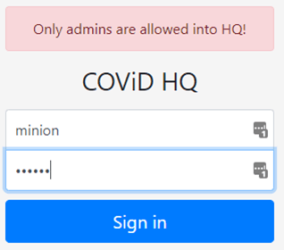 Login page