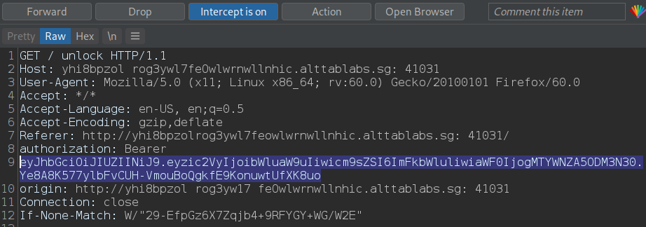 Tampered JWT request